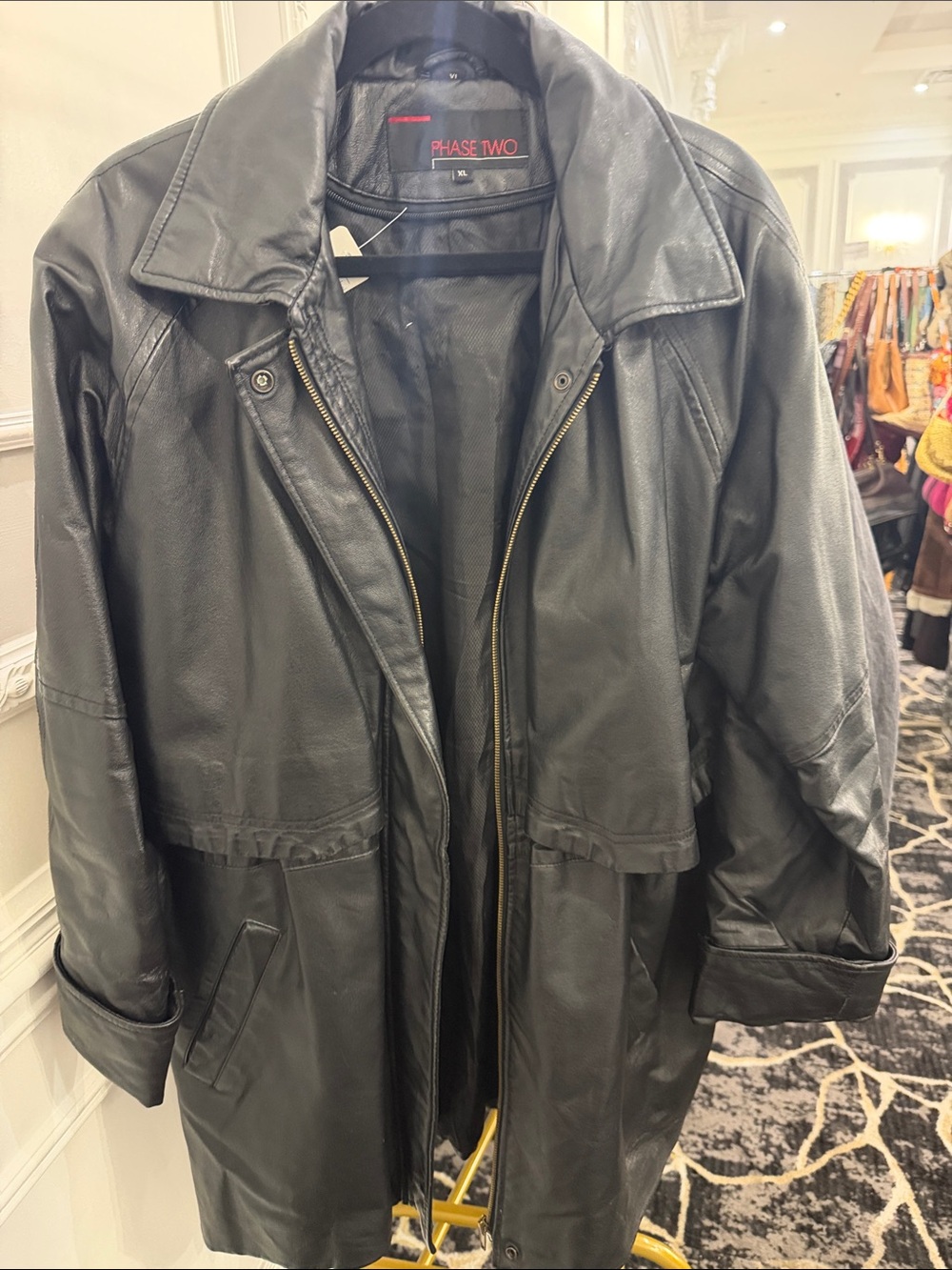 Women’s Black Leather Jacket with Classic Collar zipper needs to be replaced